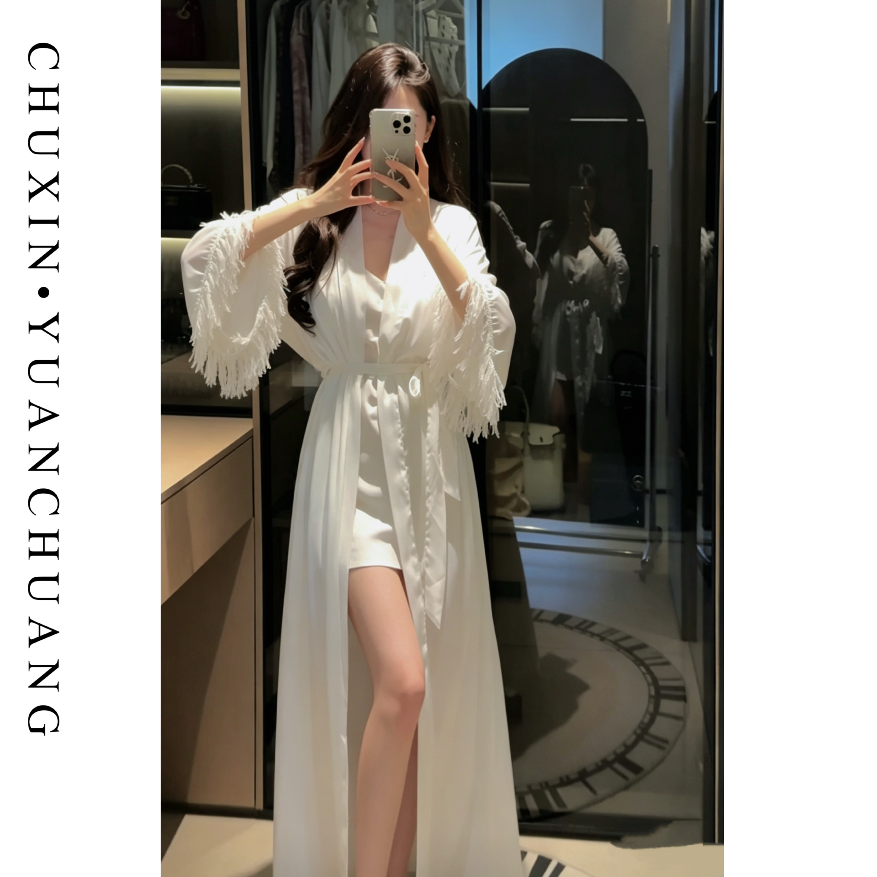 【云裳羽衣】晨袍性感夏季睡衣女2026新款睡袍高级感纯欲带胸垫吊带