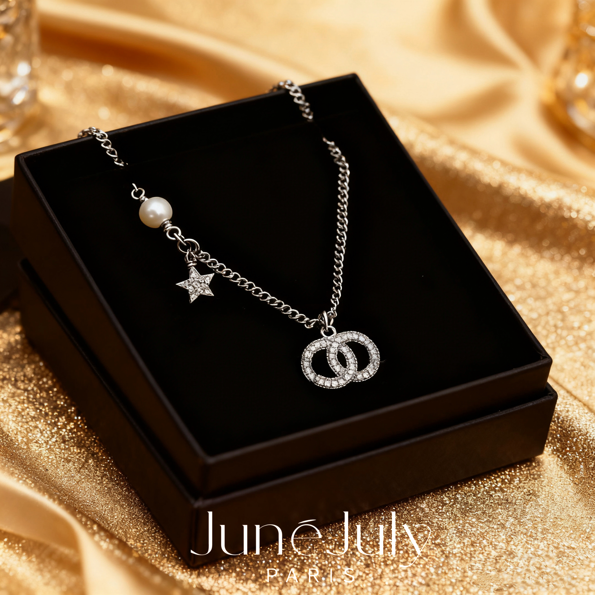 铜合金项链 JuneJuly 星星珠珠简约单链项链1124星珠银链