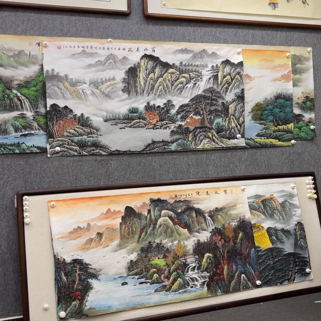 国画四尺富水长流谢晓明老师作品
