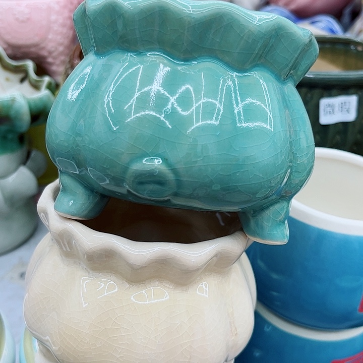 多肉绿植陶瓷花盆9.9包邮，有孔