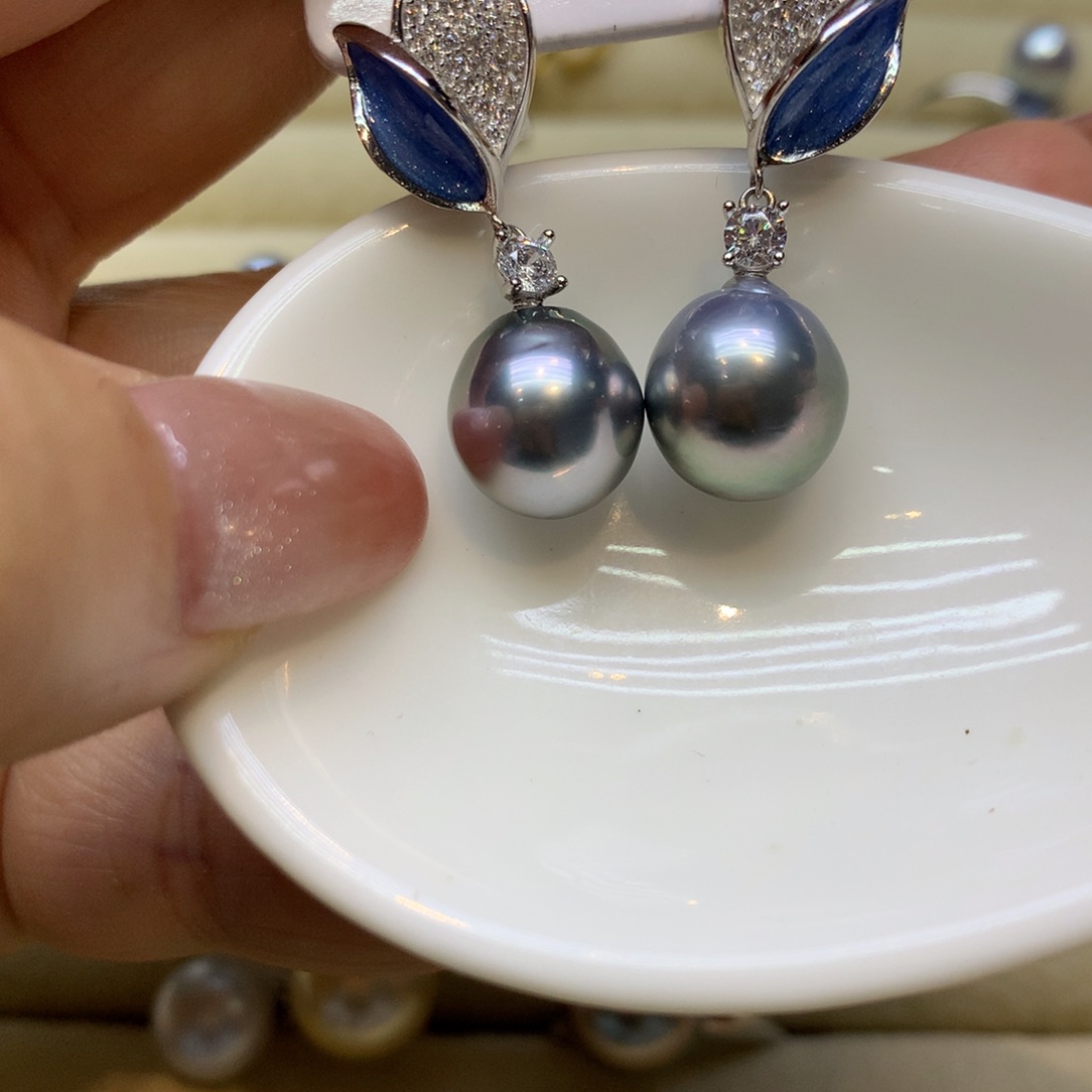 银S925镶嵌耳饰海水珍珠