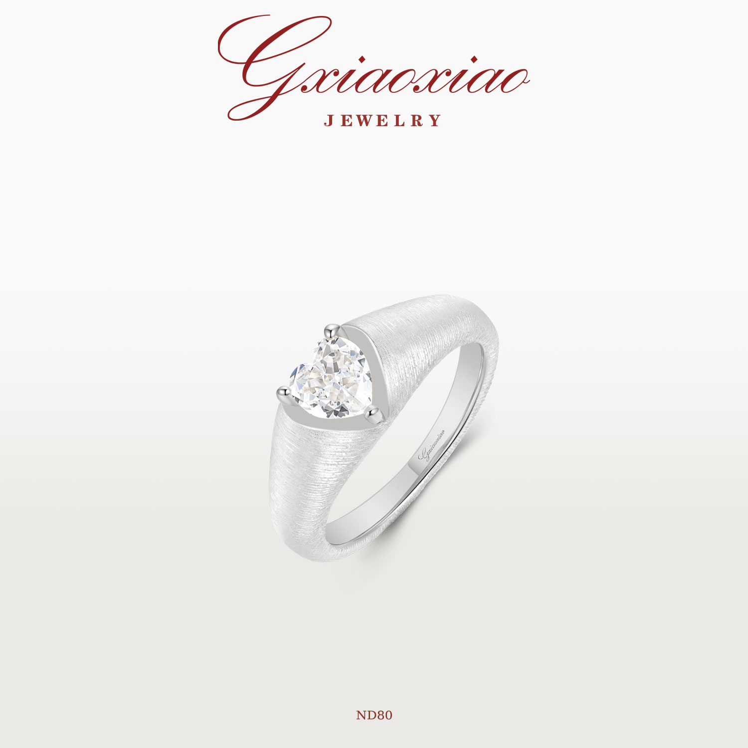 G XIAOXIAO 镀K金 时尚轻奢高级拉丝冰花切爱心百搭戒指 ND80