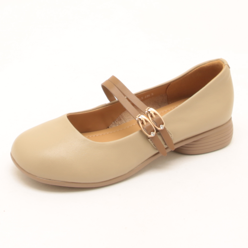 6668春夏新款圆头浅口粗跟单鞋女休闲通勤松紧一字带玛丽珍小皮鞋