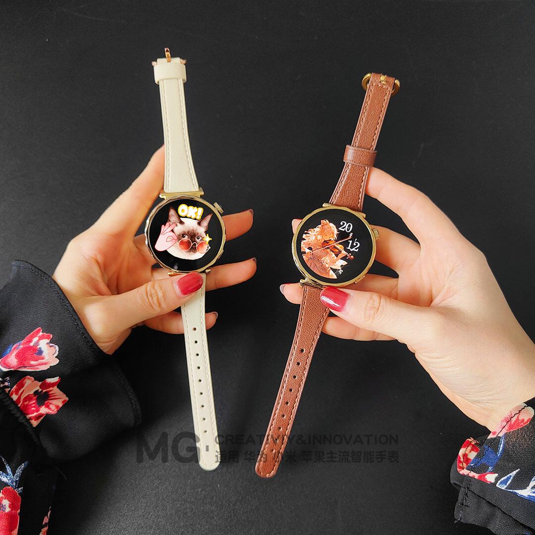 适用于华为gt5圆扣小羊皮gt6 18mm显瘦表带轻奢女款高级FIT41mm