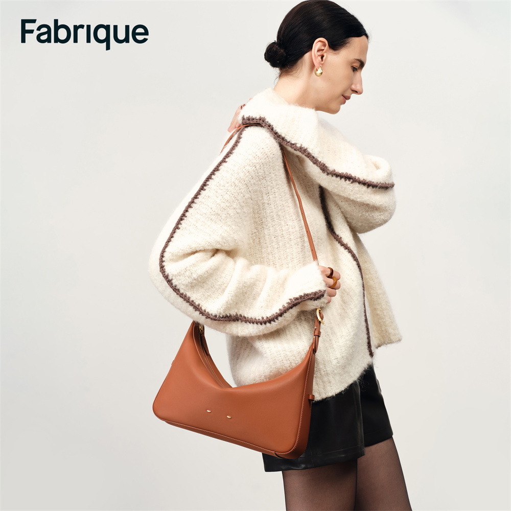 Fabrique Navigli 纳帕牛皮双扣多用单肩腋下Hobo包小号