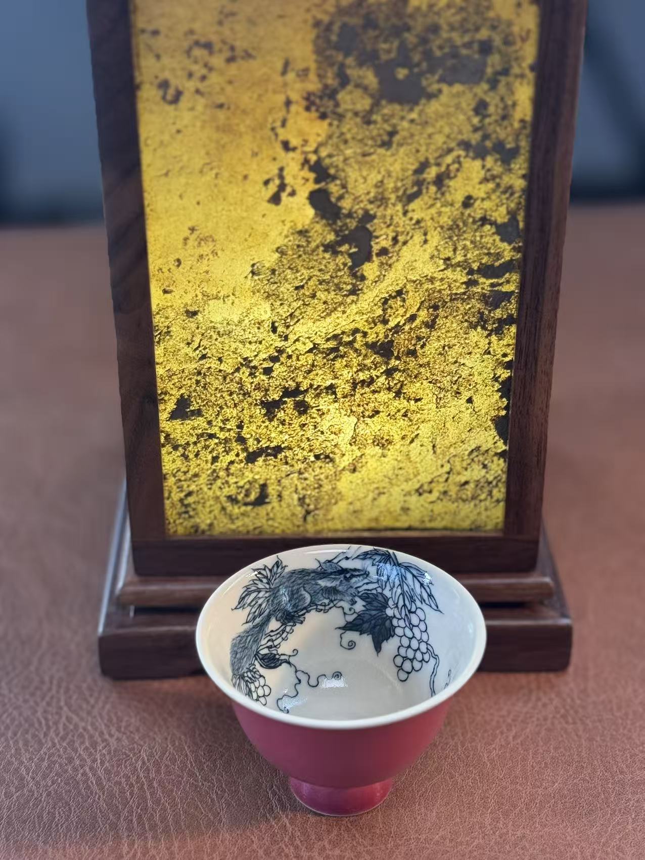 A393 景德镇手工手绘玫瑰红主人杯 30ml