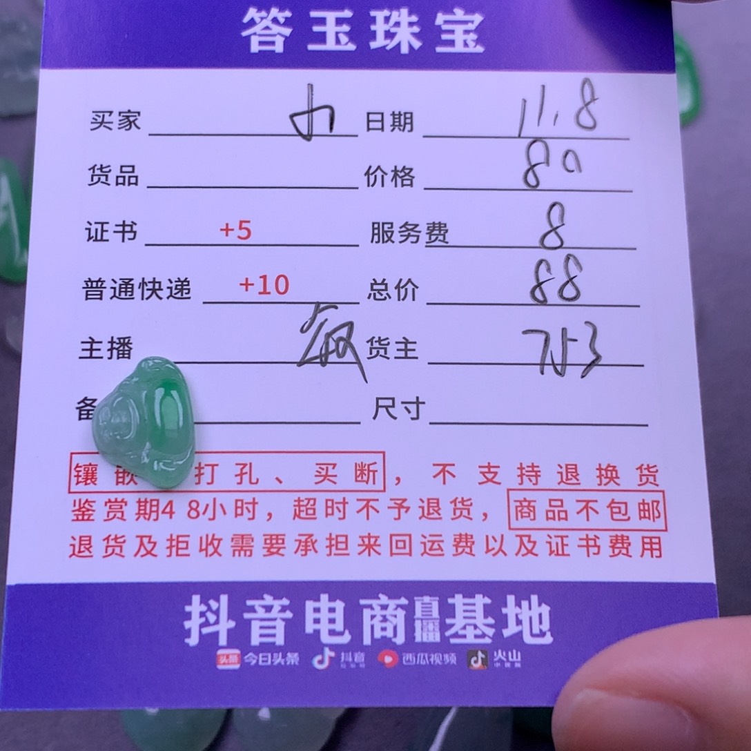 颈饰未镶嵌翡翠小**乖