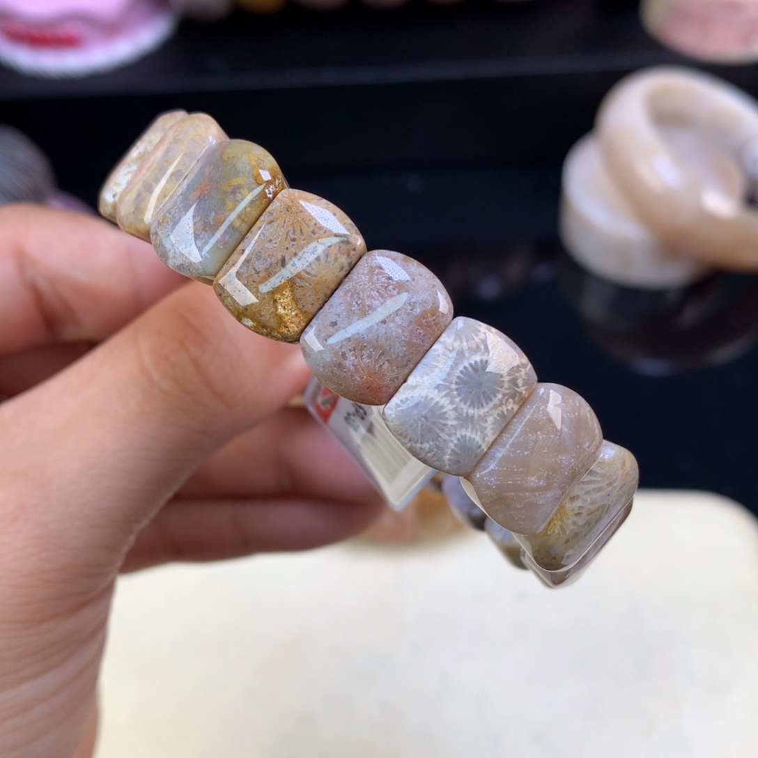 硅化珊瑚（珊瑚玉）未镶嵌颈饰五折手排（2号）