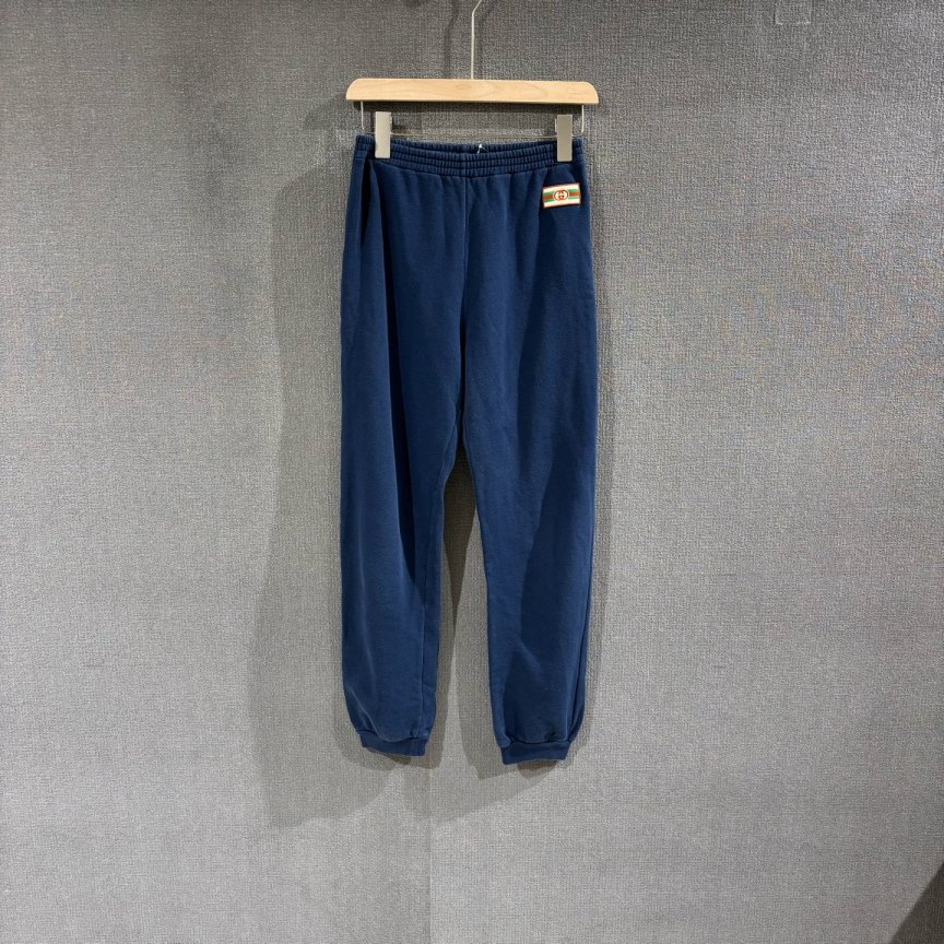 99新 GUCCI/古驰 蓝色束脚卫裤 12码/0376