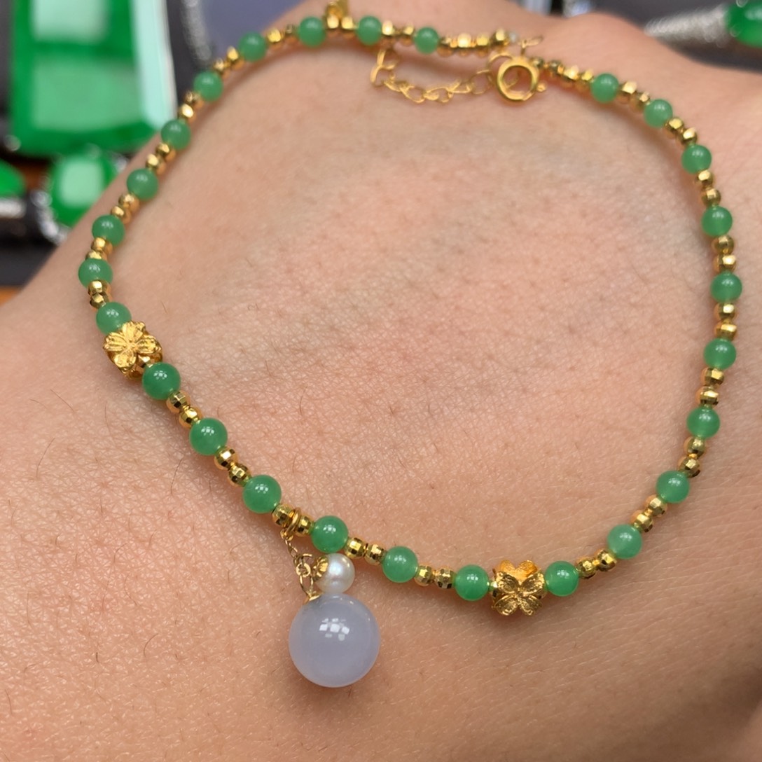 翡翠18K金镶嵌手链