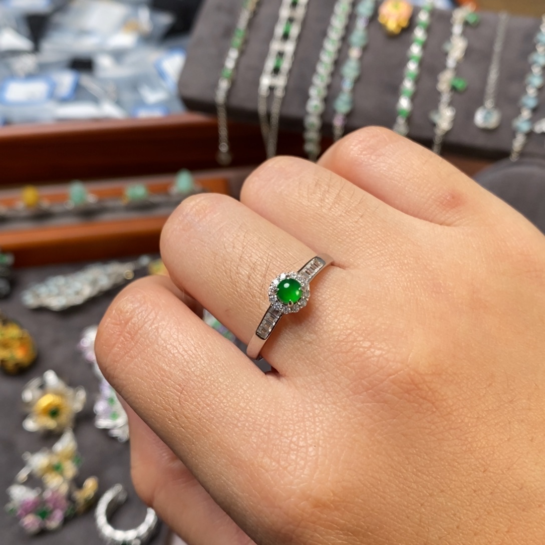 翡翠银S925镶嵌戒指