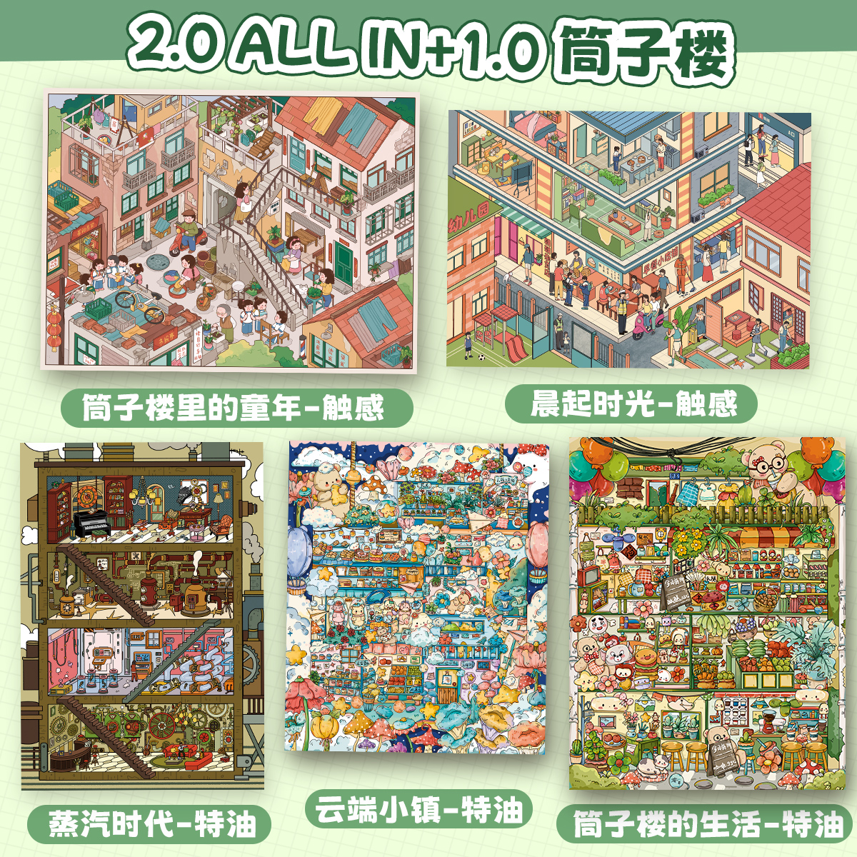 朝釉特油2.0造景贴纸筒子楼的童年微缩场景贴纸3D立体小屋手工diy