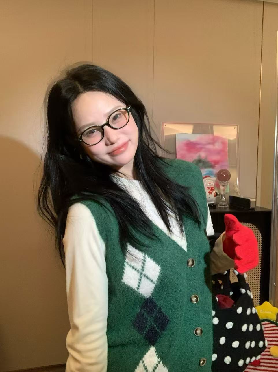 【温莎学院】冬季V领学院风百搭菱形格韩版复古针织开衫马甲M005