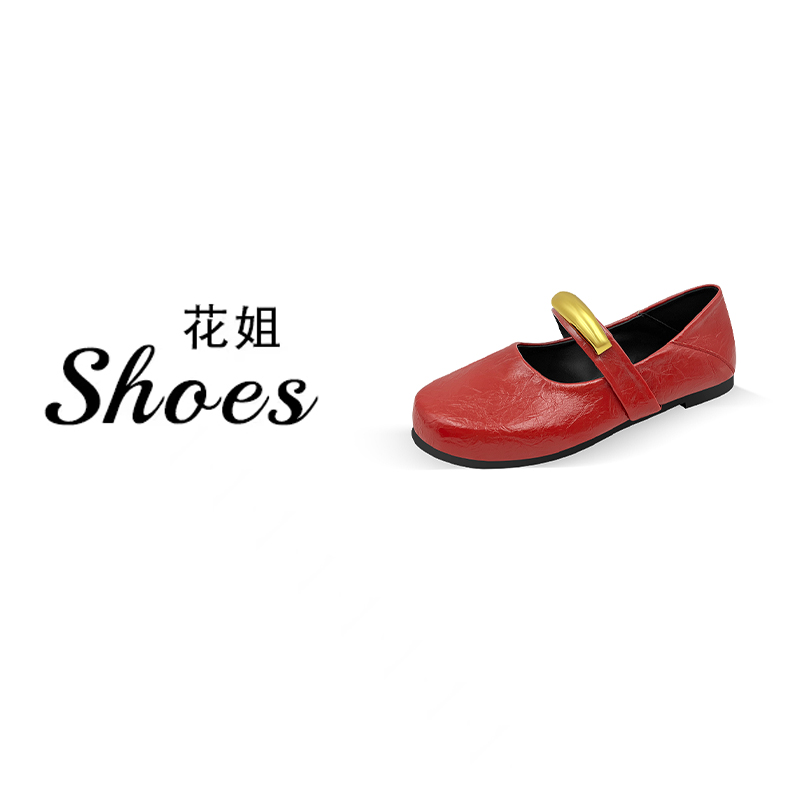 时尚复古浅口圆头高级感气质网红包头玛丽珍女鞋-C-6