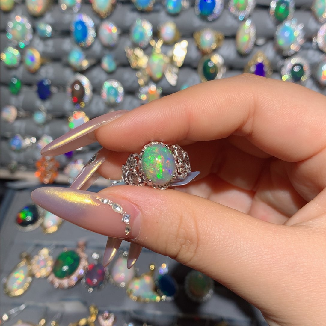 欧泊福利戒指t银S925镶嵌