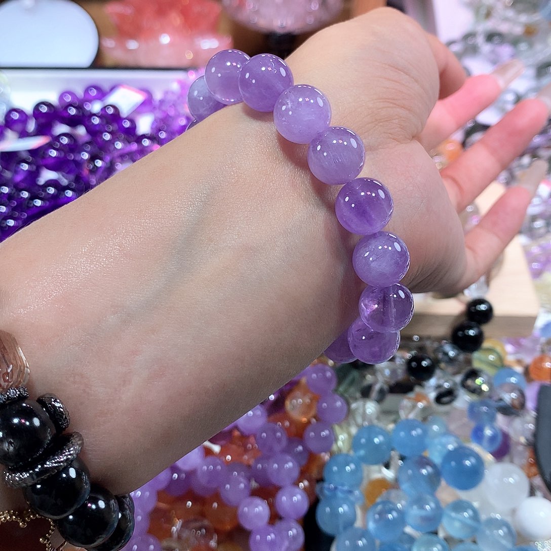 水晶手串未镶嵌薰衣草11.7