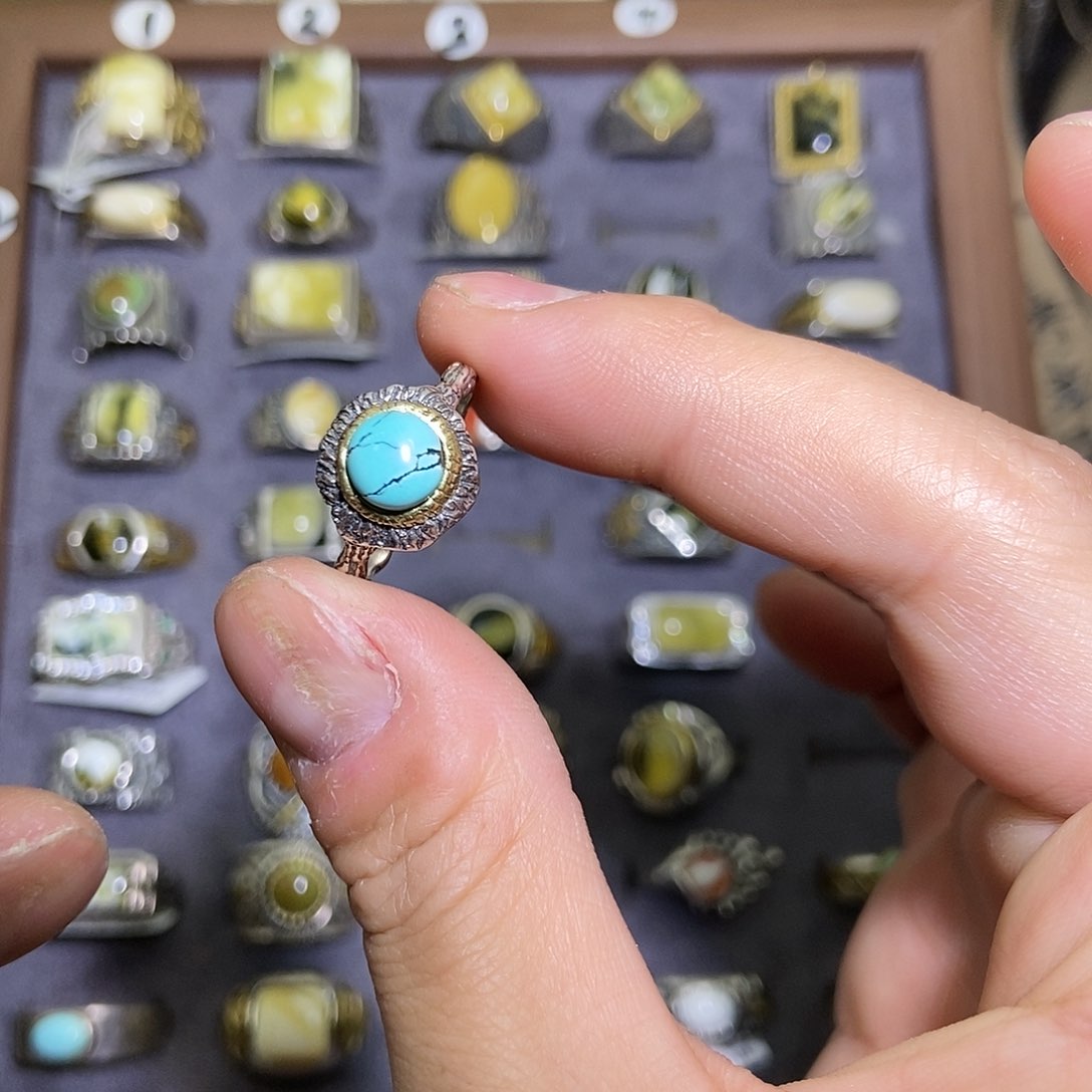 蜜蜡戒指银S925镶嵌苍**泽