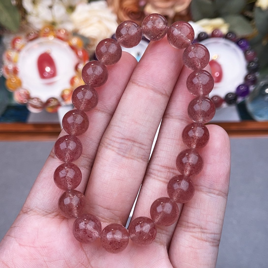 手链未镶嵌水晶白水体草莓晶9m