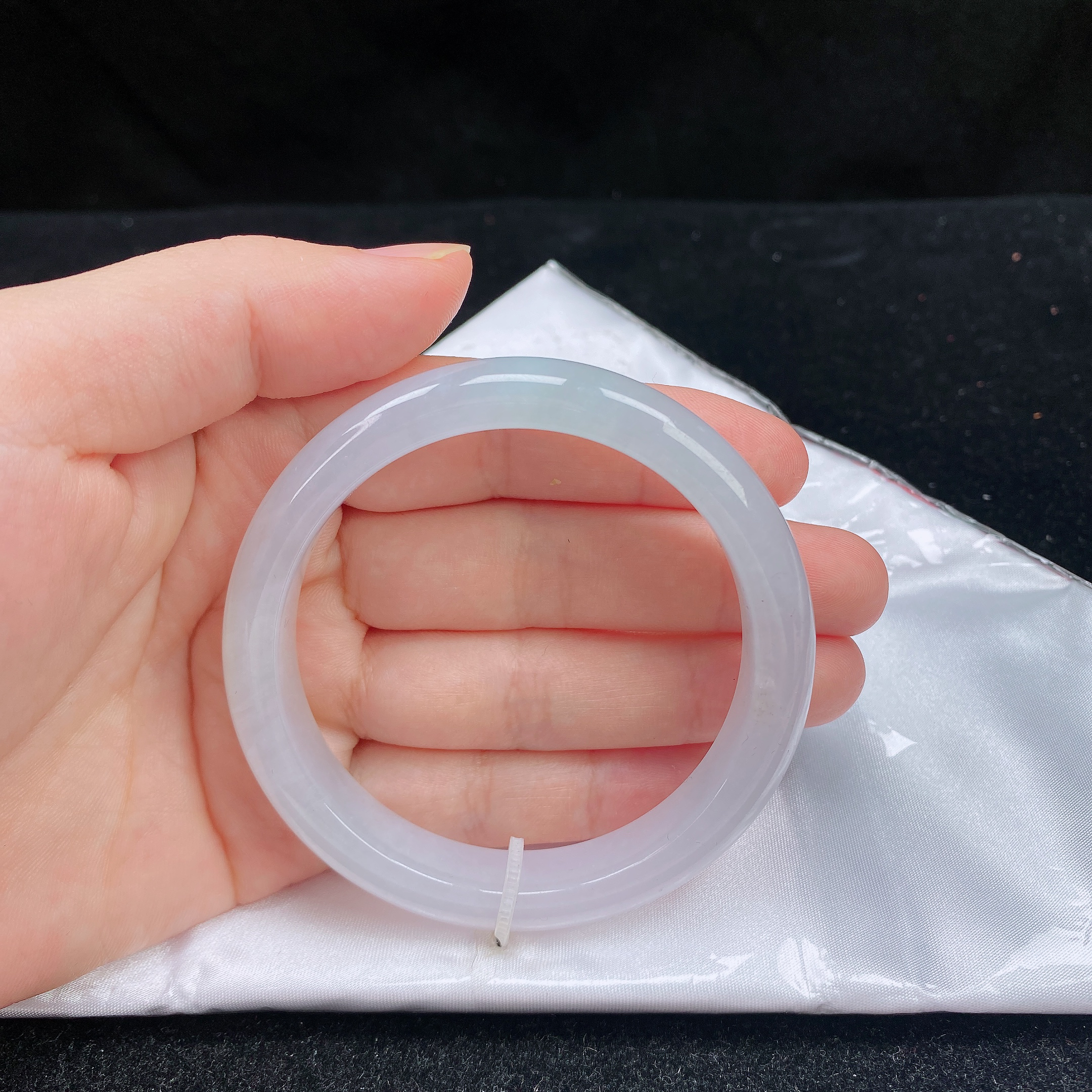 56圈口缅甸翡翠A货老坑冰底渐变蓝色底正圈手镯玉镯子正品珠宝