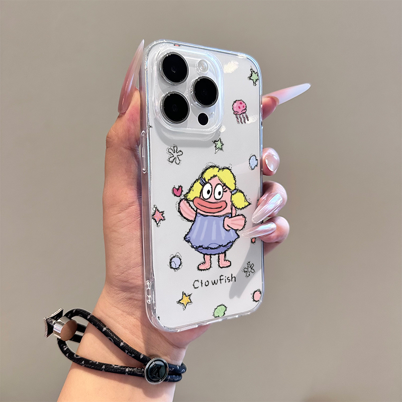比奇堡人鱼公主适用于苹果17手机壳iPhone16/15/14透明13大孔