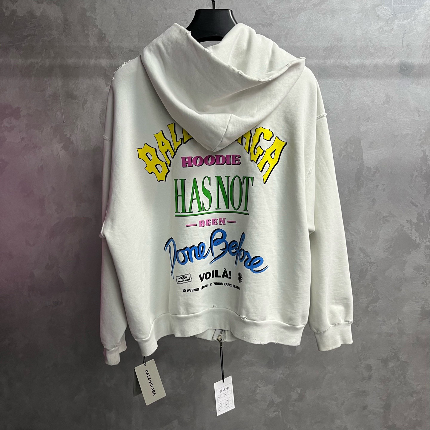 未使用 Balenciaga/巴黎世家 白色图案印花发泡Logo拉链卫衣/s