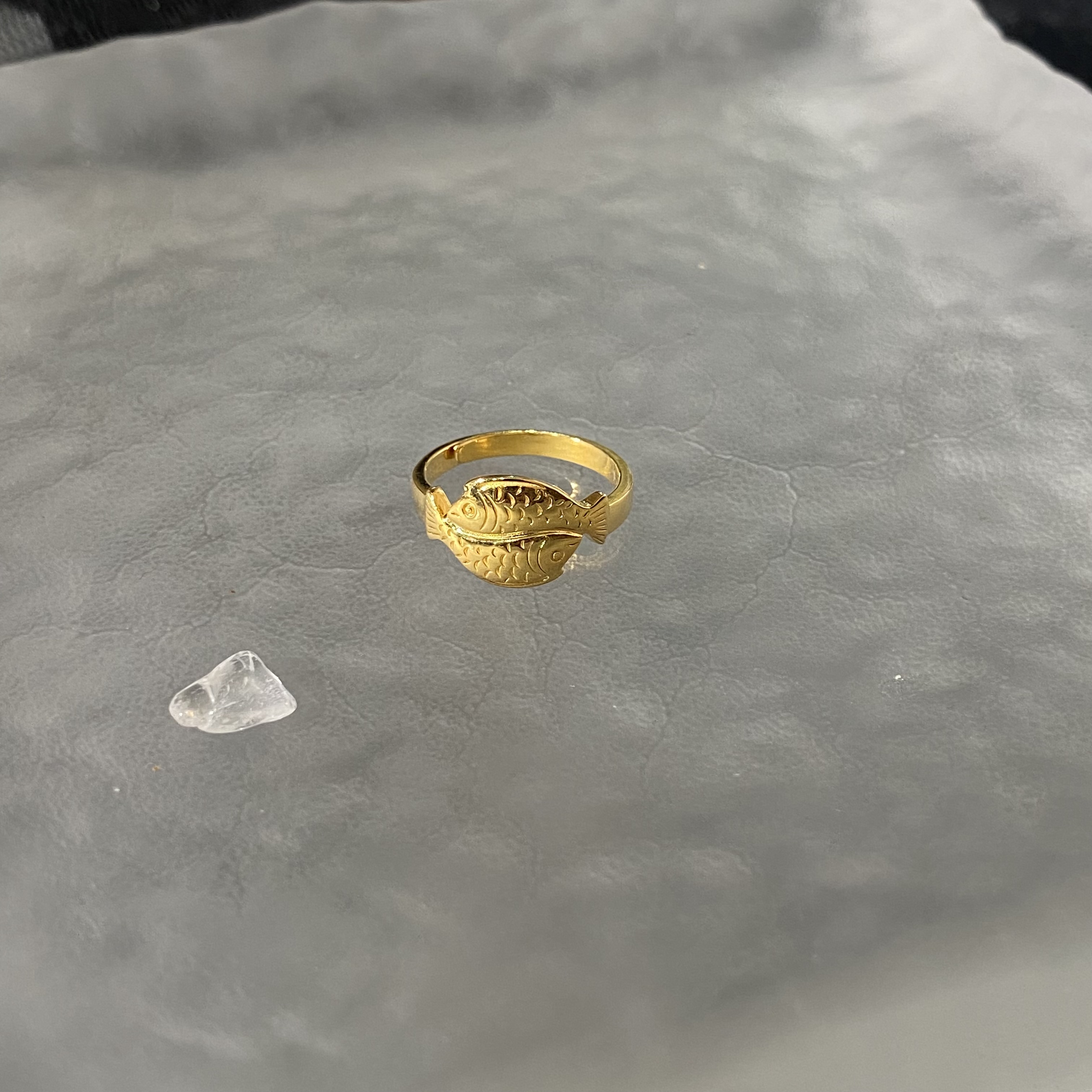 925银戒指 925银镀金双鱼戒指