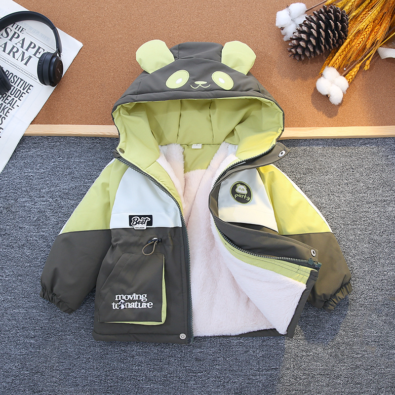 儿童冬天新款超厚派克服男女宝宝连帽保暖加毛冲锋衣棉服高档派克