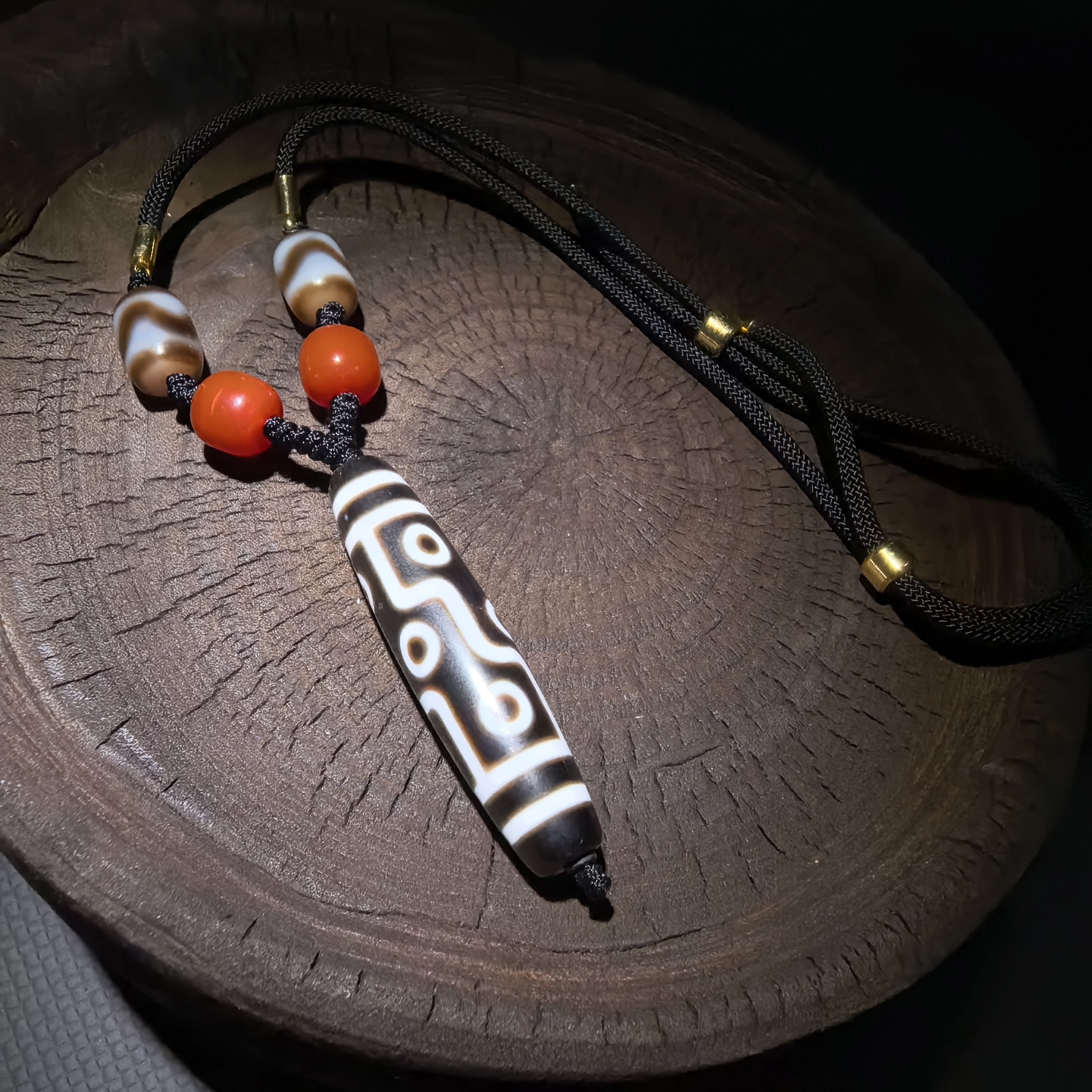 吉晟【泓】九眼玛瑙天珠 竖款锁骨链 多样性发货58