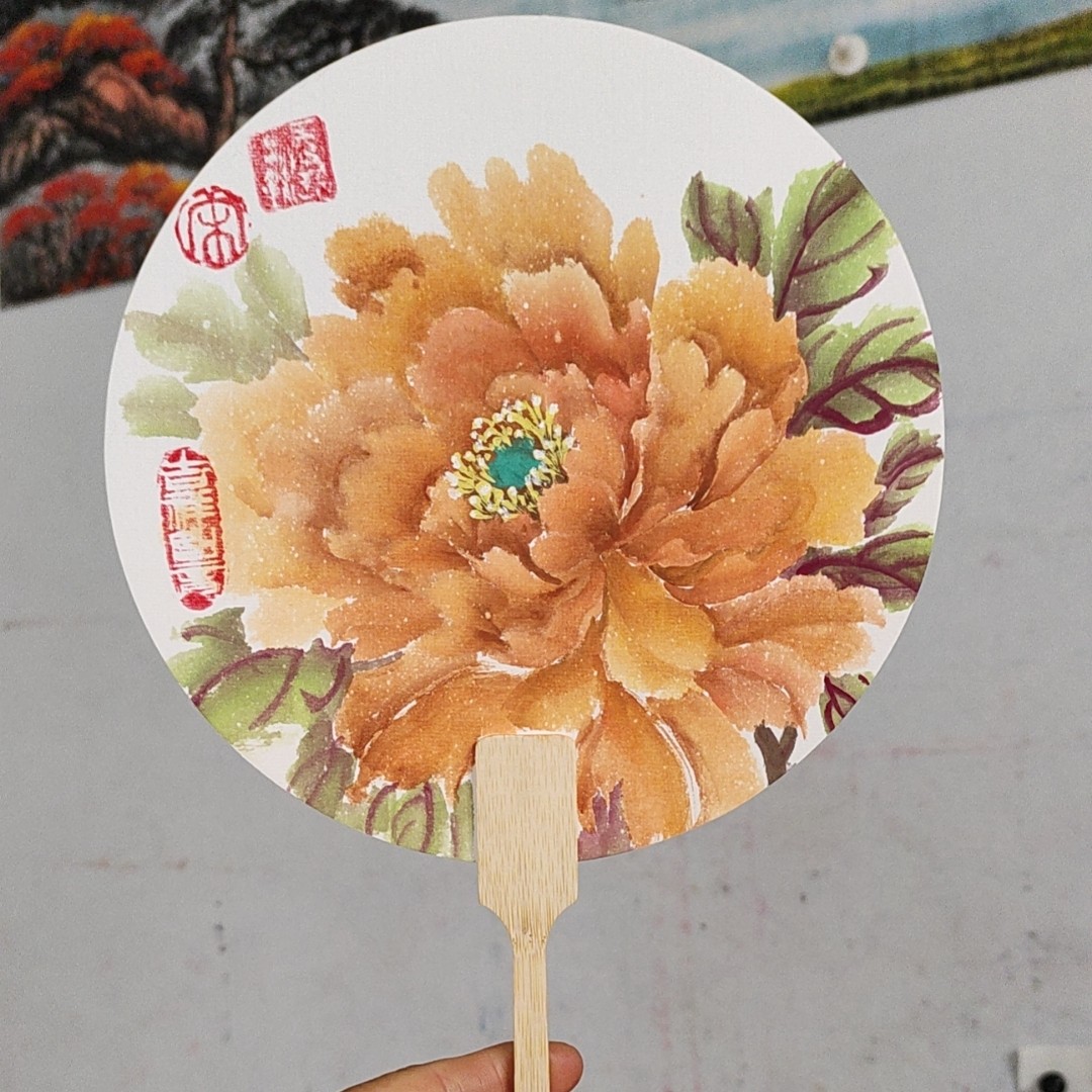 牡丹团扇适合景区摆摊拍照打卡的古风好物千里江山挂画