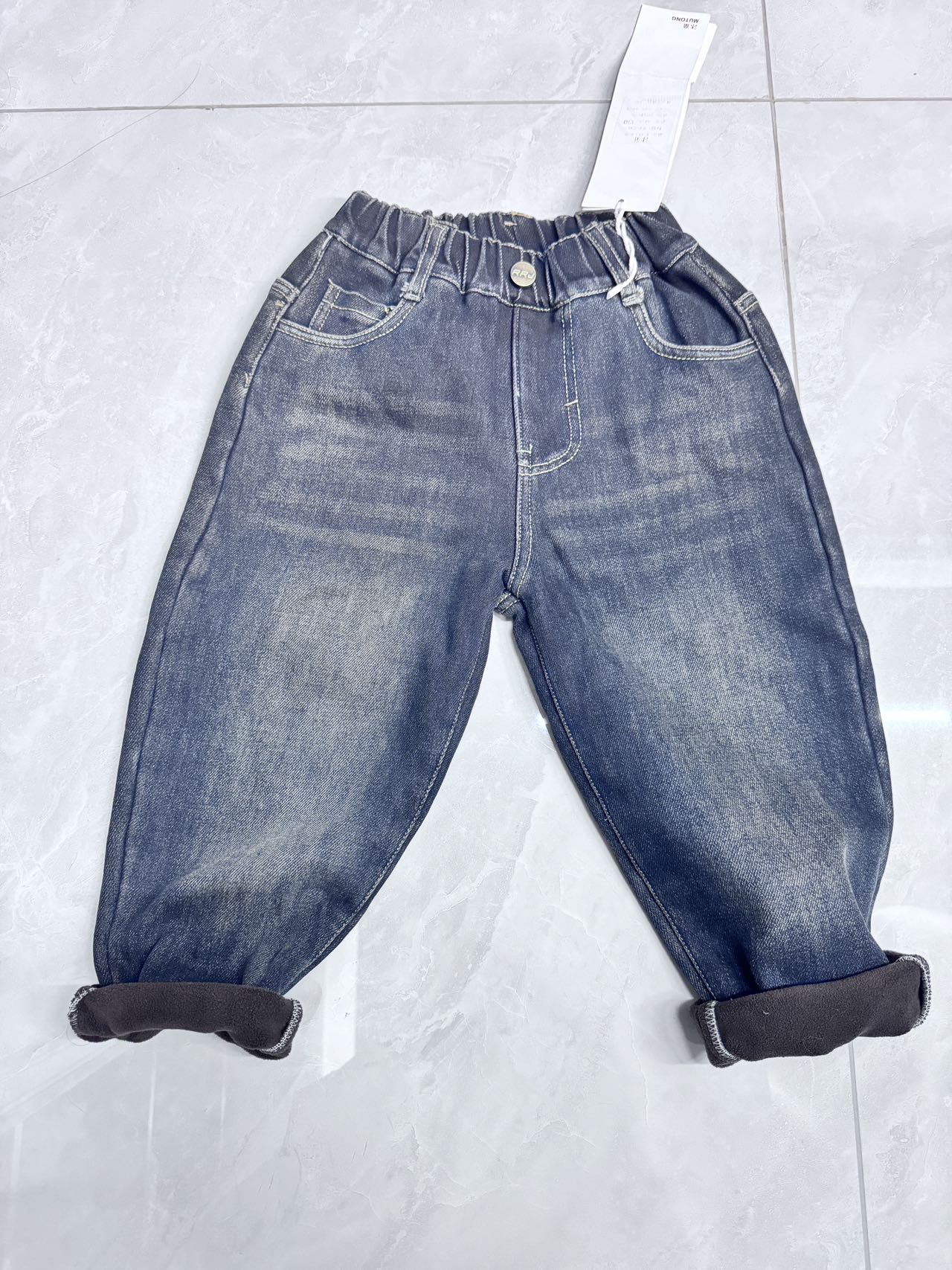 韩系冬款男女童加绒牛仔裤