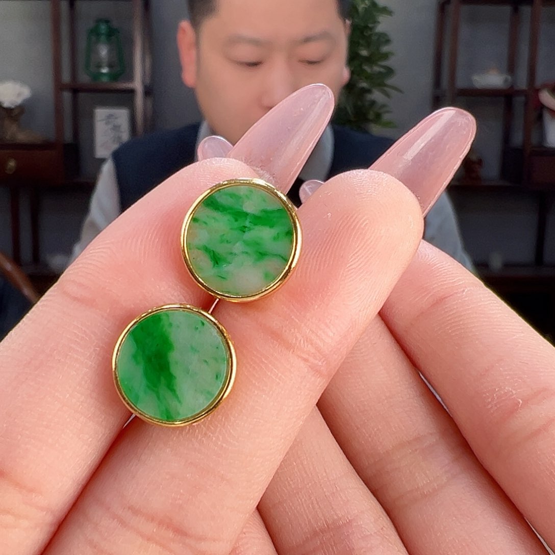 翡翠耳饰银S925镶嵌耳环1