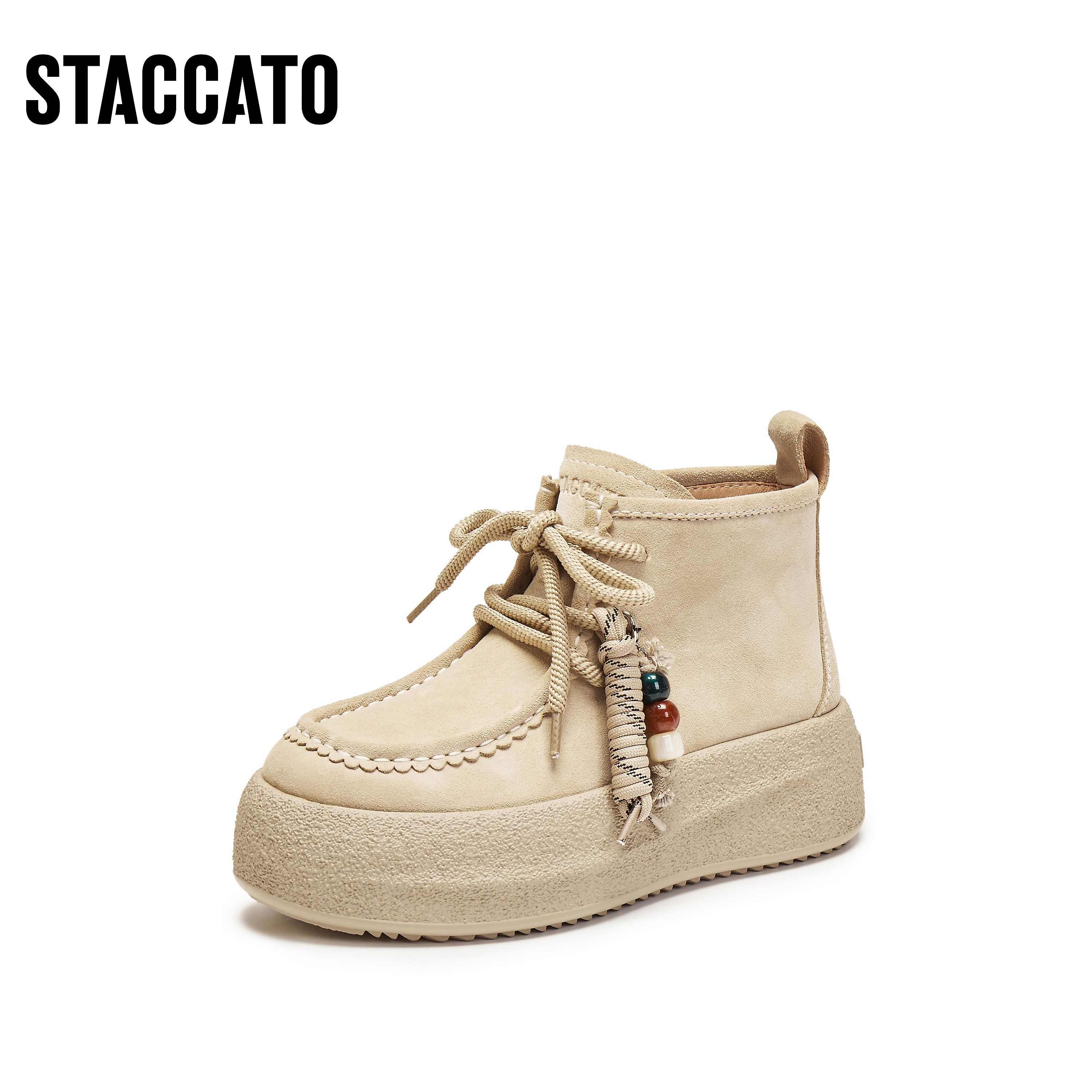 思加图2025冬季新款复古运动靴短靴厚底增高时装靴女靴子J0262DD5