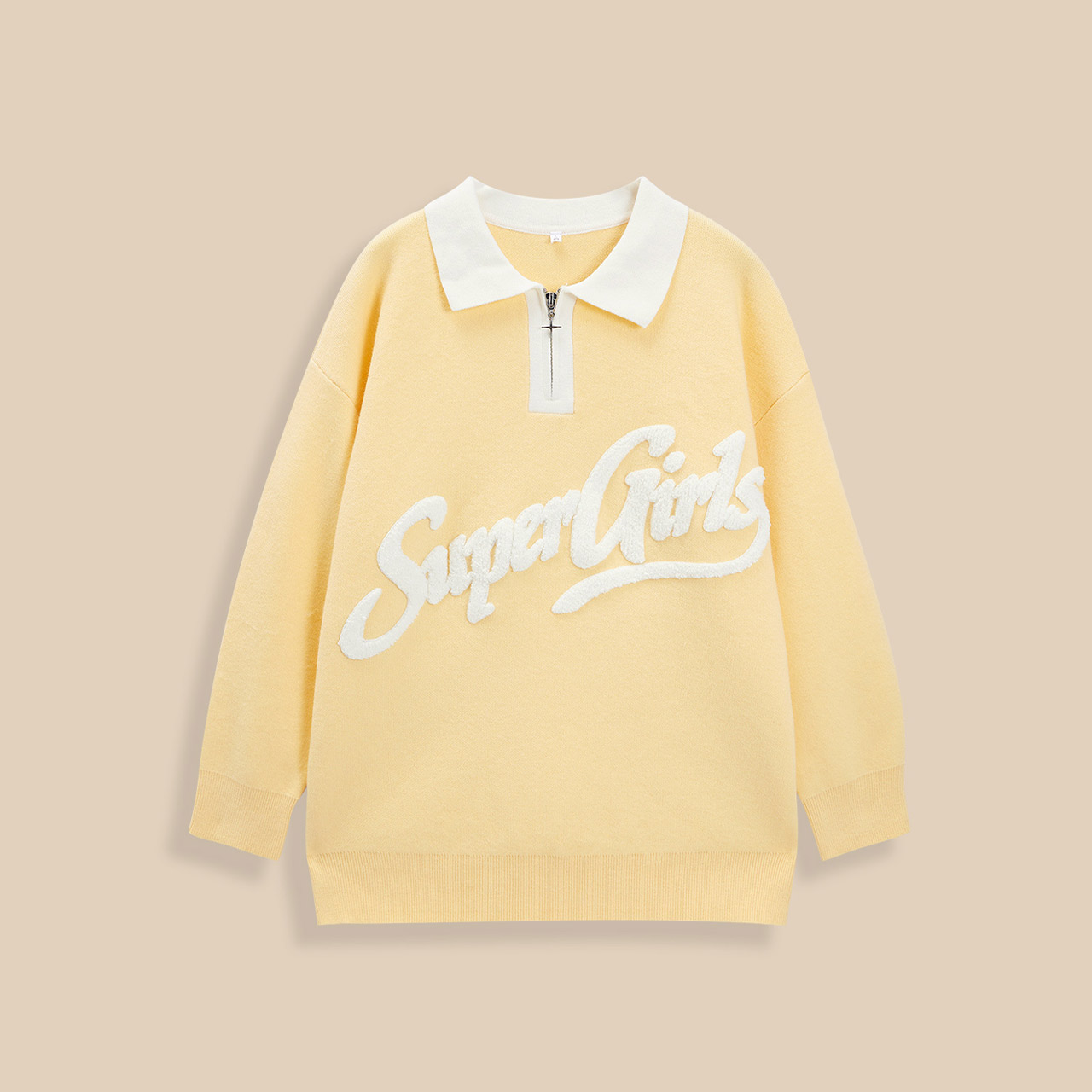 IEF/爱依服2025冬季新款美式时尚休闲字母提花宽松百搭毛织中上衣