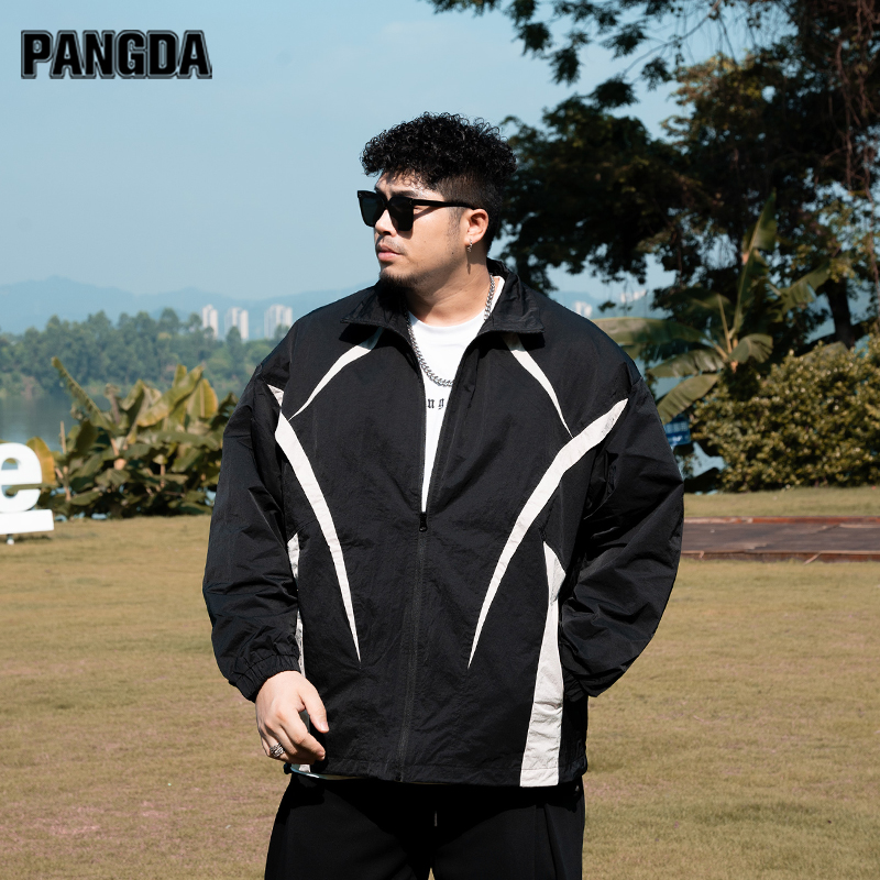 【机能防风夹克】PANGDA大码男装春秋宽松潮流加肥拼接立领外套