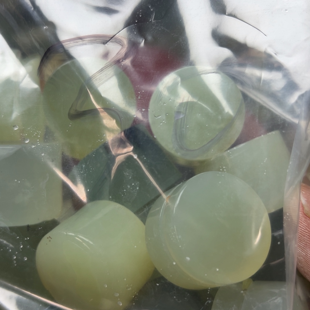 国***影蛇纹石玉未镶嵌岫玉手镯心，平安无事牌