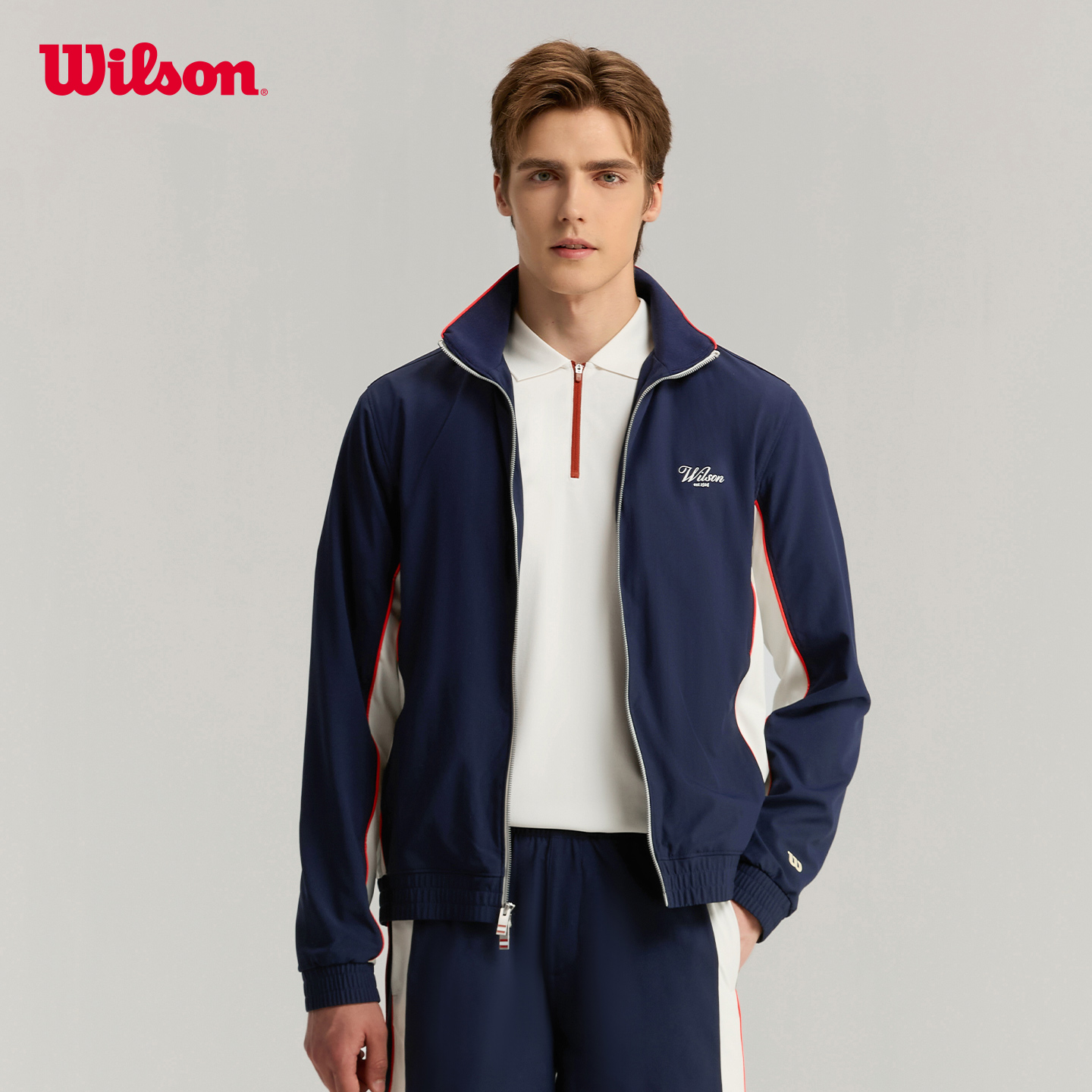 Wilson威尔胜官方男子时尚复古GRAND立领运动夹克WM00544