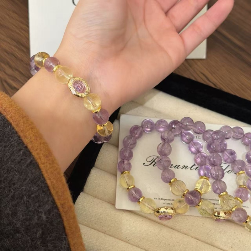 X2915紫水晶黄水晶手链高端轻奢手串多样性发一