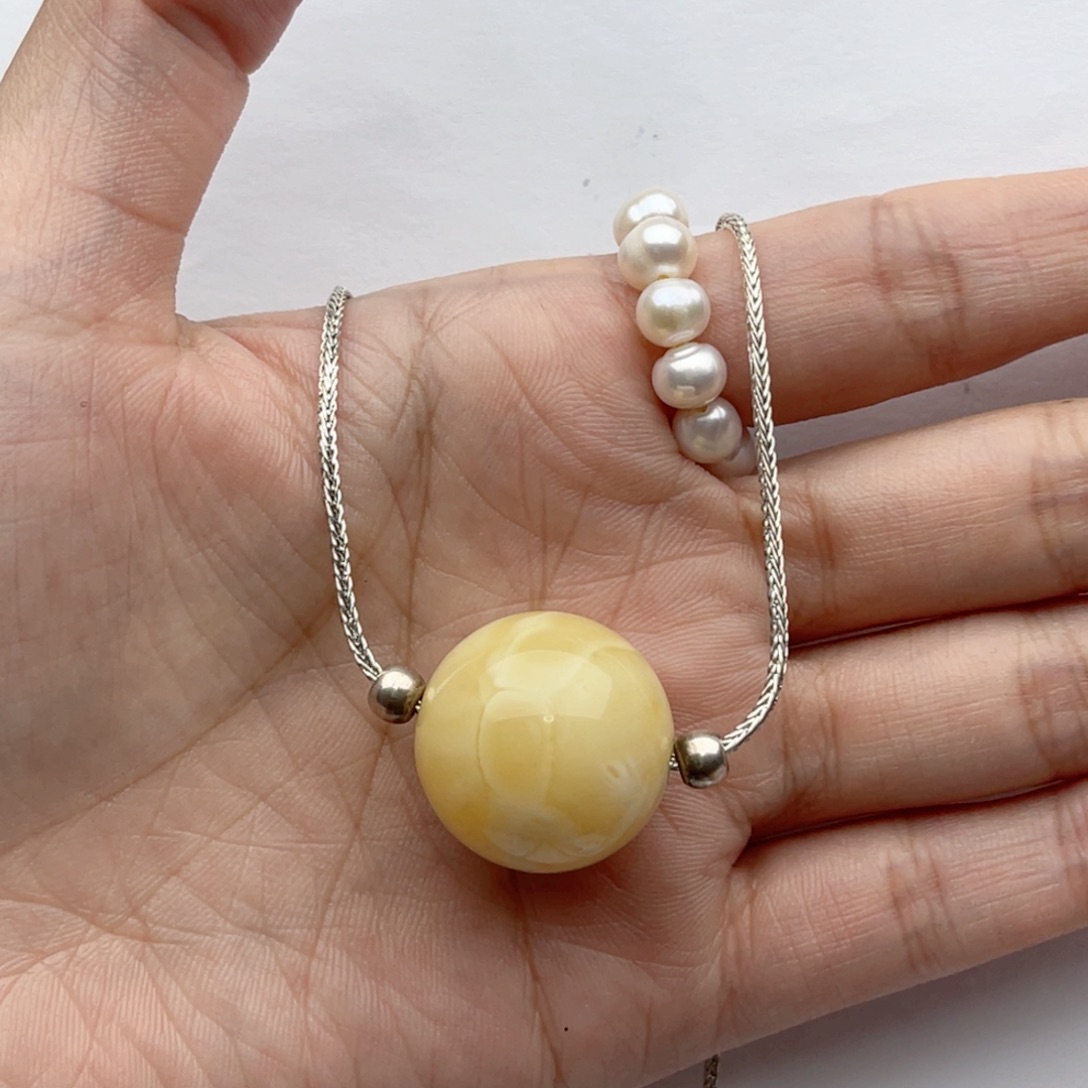 蜜蜡裸石未镶嵌蜜蜡锁骨链 思思