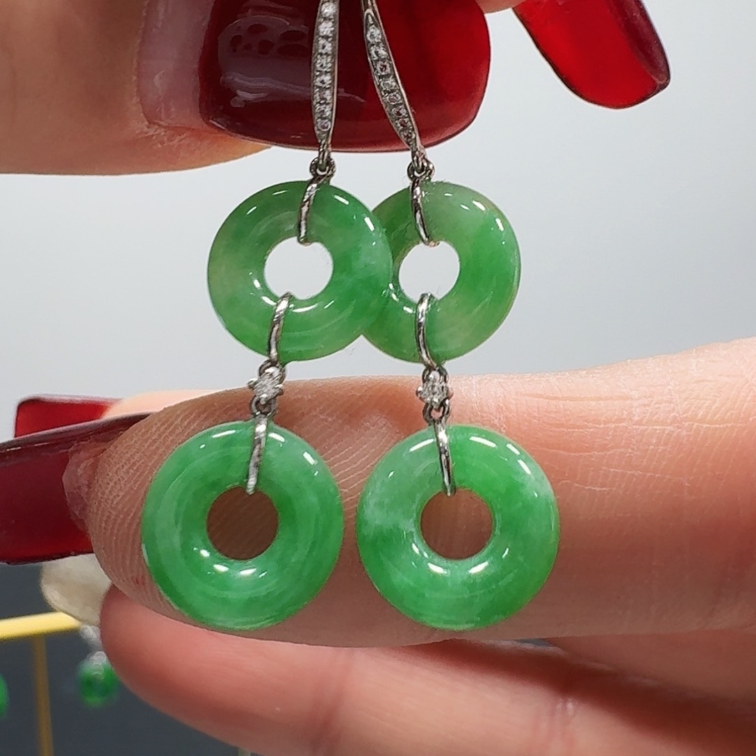 翡翠耳饰18K金镶嵌耳饰