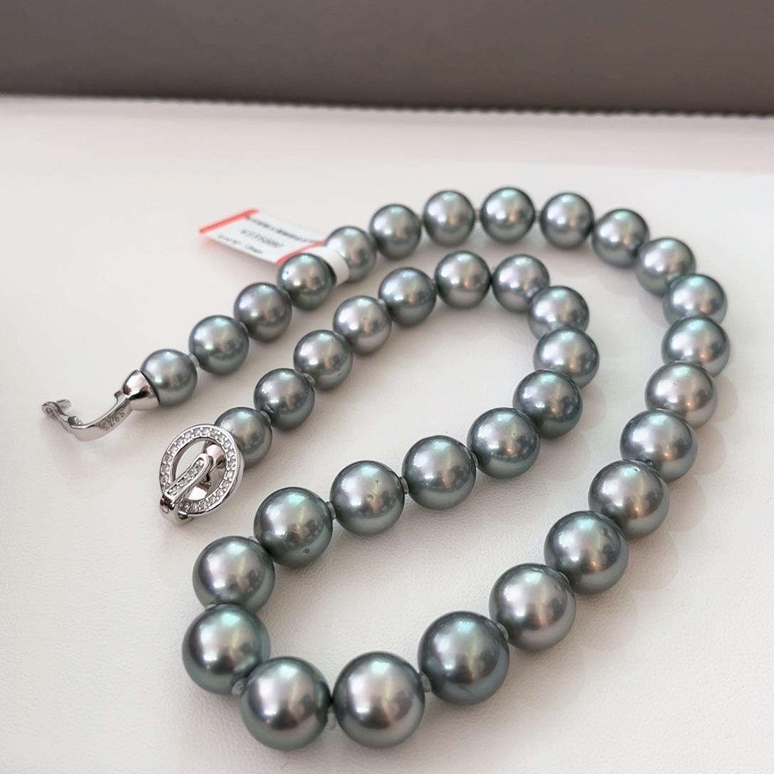 海水珍珠颈饰未镶嵌铂金灰10-12