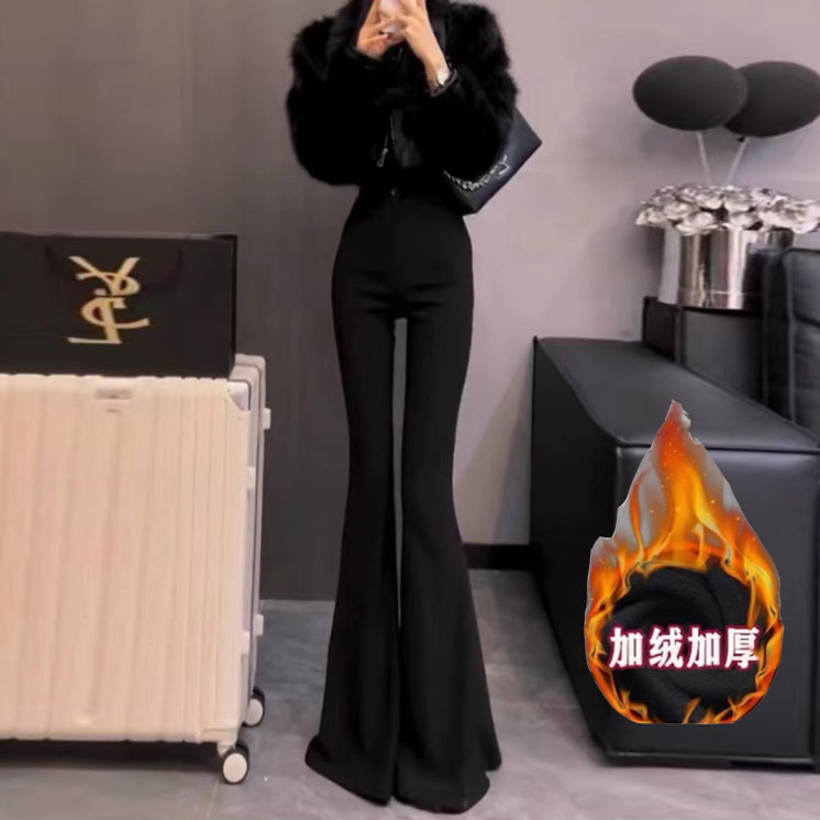 黑色喇叭裤时尚百搭气质修身显瘦高腰长款人鱼喇叭裤6623#
