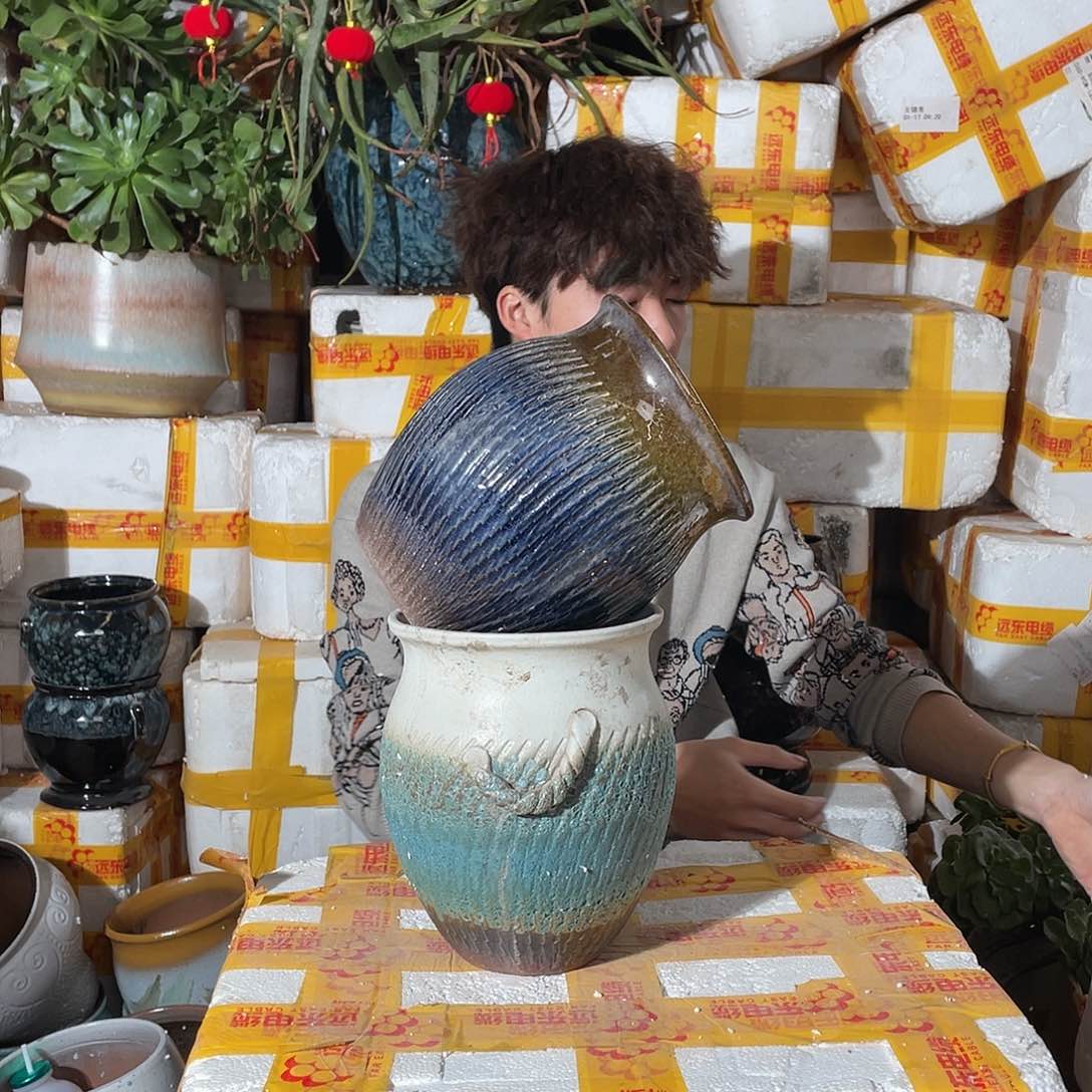 无铅玻璃宜兴紫砂花盆