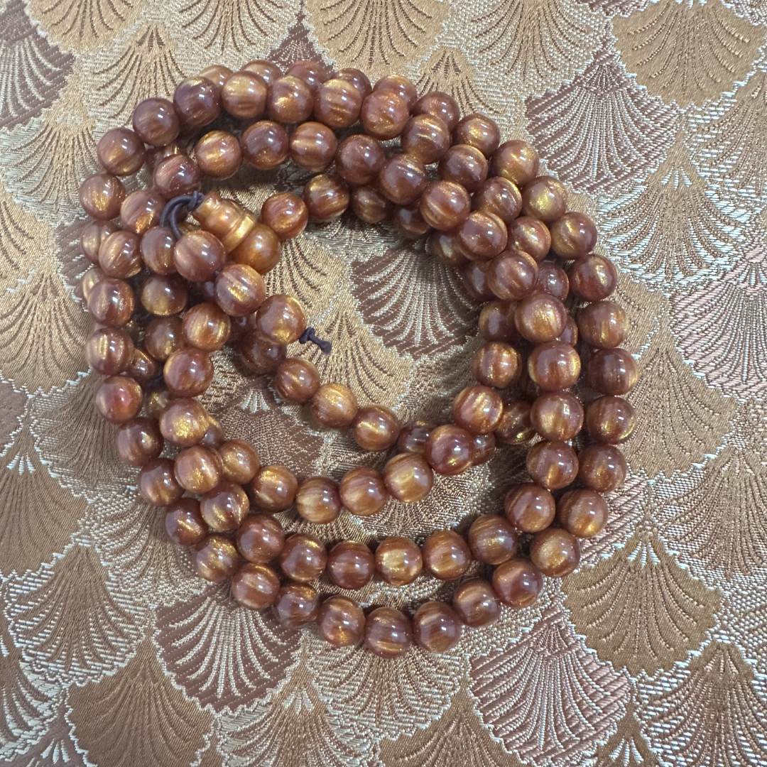 【 炎轩文趣斋】金丝长串圆珠手串（不带礼盒）