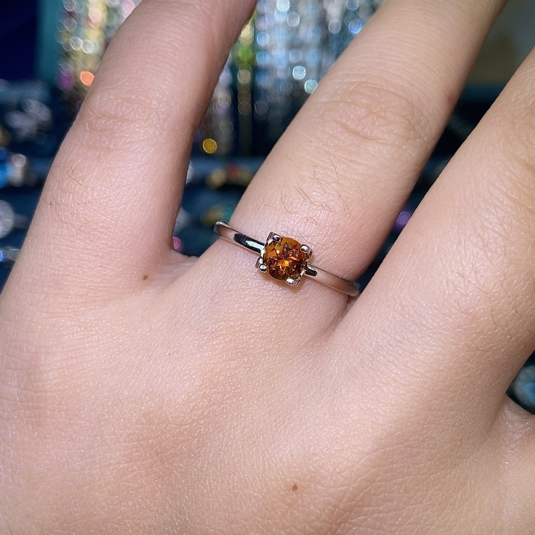 戒指黄晶银S925镶嵌