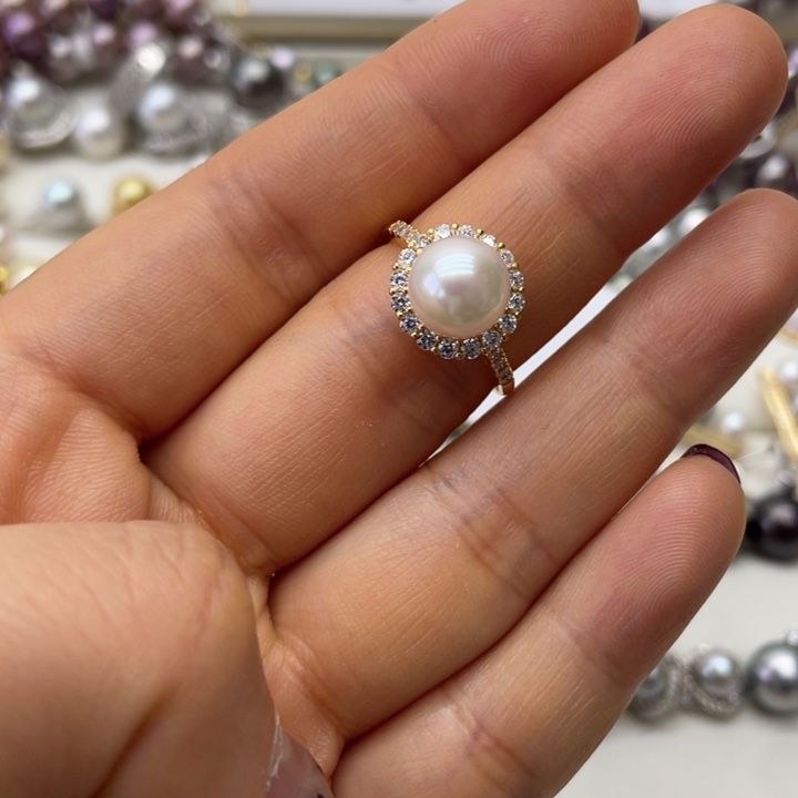 海水珍珠戒指银S925镶嵌