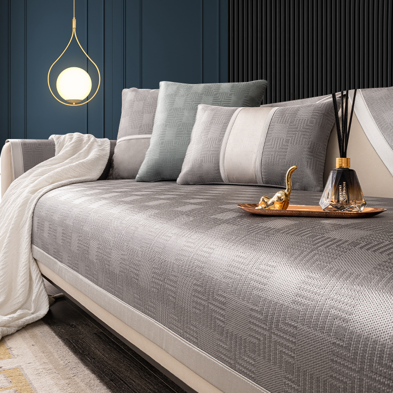 轻奢风【知夏款】冰丝沙发垫夏季款凉席垫简约现代防滑皮沙发套罩