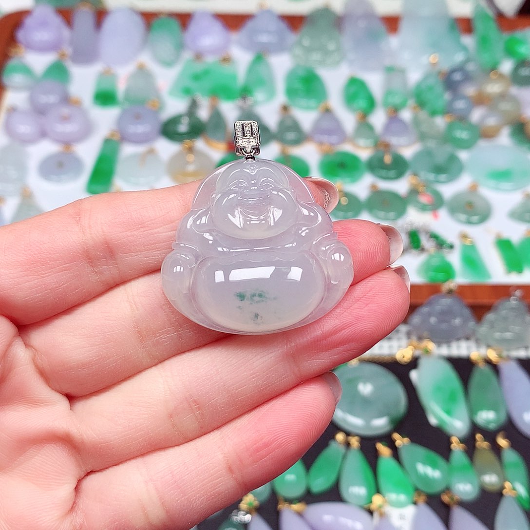 翡翠颈饰18K金镶嵌天然翡翠A货