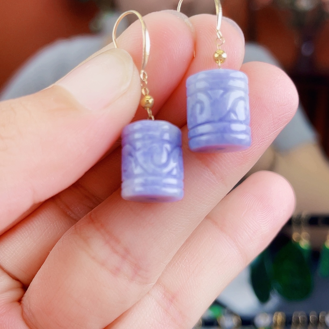 翡翠18K金镶嵌耳饰