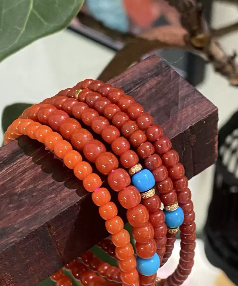 南红手串8mm手串一个绿松石配件