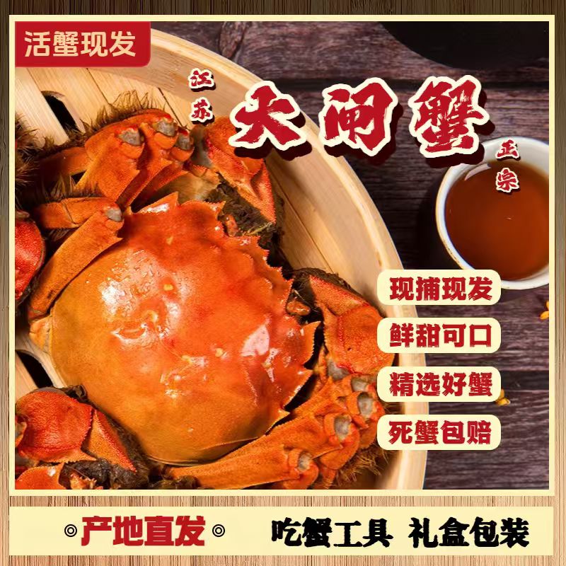 【活蟹现发】鲜活大闸蟹 全公蟹3.5-3.2两 6只/8只/10只 L